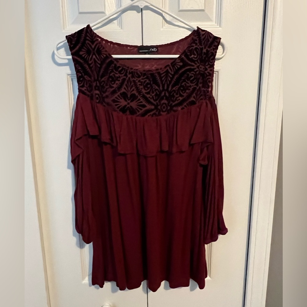 Rxb maroon Cold Shoulder Size Large
